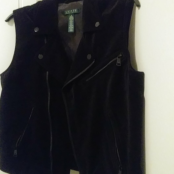 LAUREN RALPH LAUREN BLACK VELVET BIKE STYLE VEST - Picture 4 of 4